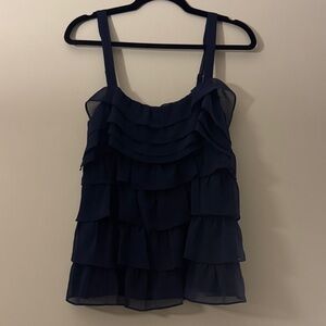 BCBGeneration Navy Blue Ruffle Tiered Camisole